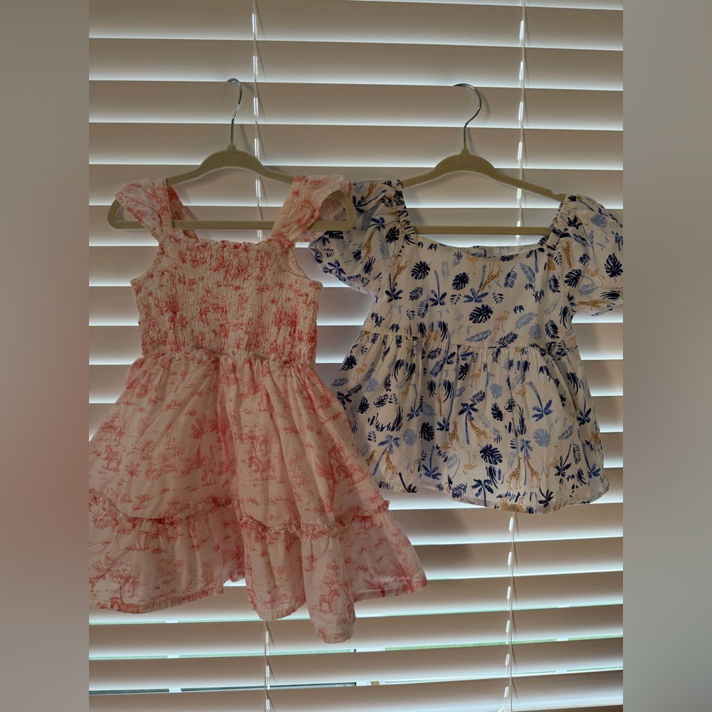 Janie and Jack Giraffe dress and top duo set bundle girls size 2t
